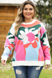 Women's Plus size floral, drop shoulder spring sweater