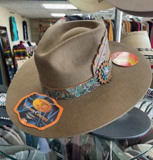 brown felt, flat brimmed hat - Tamarak by bullhide hats