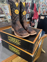 Men's Moka Brown Corral square toe boots