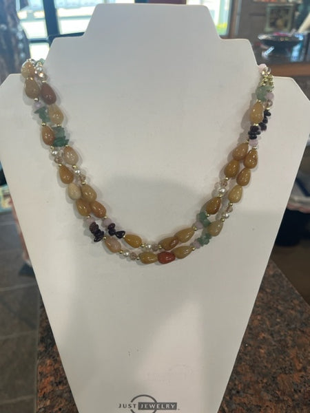 multi layered, tan beaded necklace