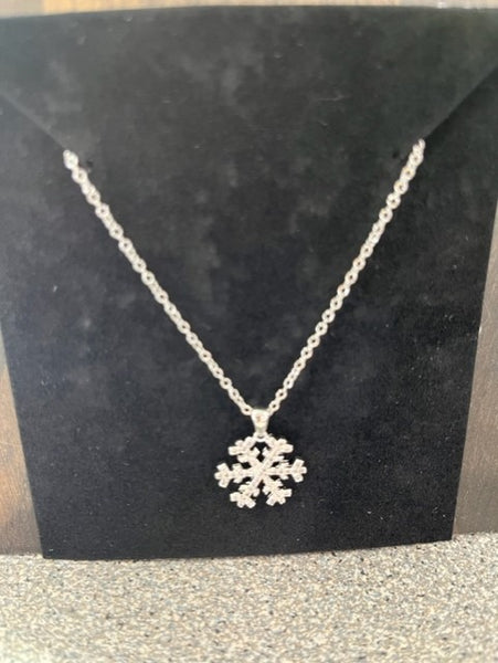 CZ & silver snowflake necklace