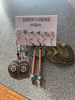 set of 6 boho earrings