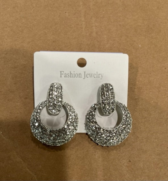 dazzling bling rhinestone circle earrings