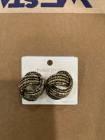 vintage inspired large knot earrings - antique gold & hematite