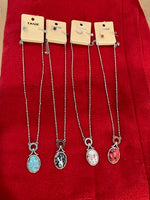 genuine oval stone necklaces with silver chain