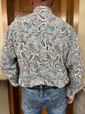 Men's light blue, black & tan paisley pattern, Cinch, long sleeve shirt