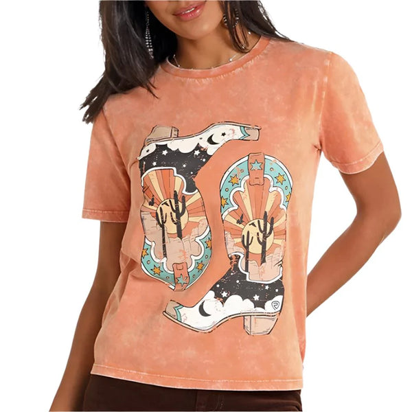 Women's boot graphic tee from Rock & Roll Panhandle