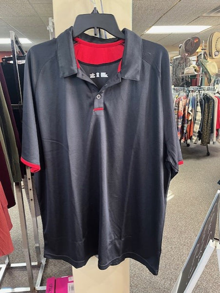 Men's Black polo with red trim