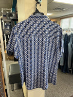 Mens Panhandle short sleeve bright blue & Navy blue aztec print snap front shirt
