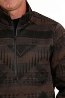 Men's CINCH brown pattern 1/4 zip pullover