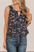 Navy floral tank