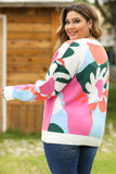 Women's Plus size floral, drop shoulder spring sweater