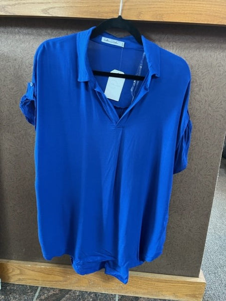 Women's oversized sleeveless, royal blue, blouse