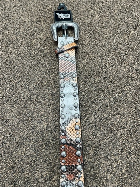 women's python & studded leather belt