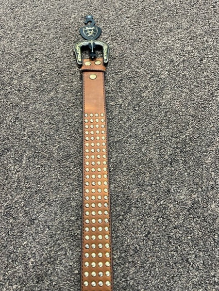 Women's Brown and brass studded belt