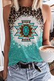 Women's Turquoise & leopard tank top