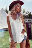 Women's white tank with crochet detail on back