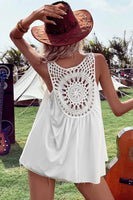 Women's white tank with crochet detail on back