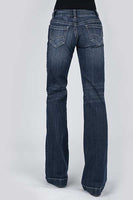 Women's Stetson trouser jeans, medium dark, with tan stitching