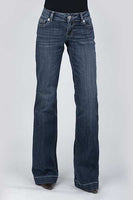 Women's Stetson trouser jeans, medium dark, with tan stitching