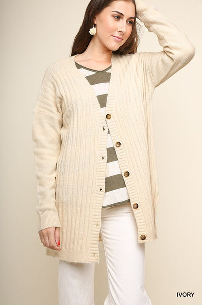 Ivory long button cardigan