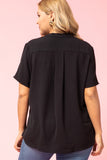 Women's Plus size short sleeve blouse, Black or Mustard