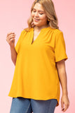 Women's Plus size short sleeve blouse, Black or Mustard