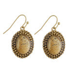 oval metal & natural stone earrings