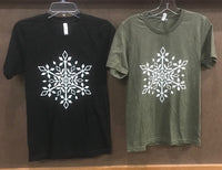 Snowflake t-shirt in olive or black