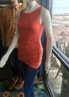 Women's tangerine tank top with side rouching