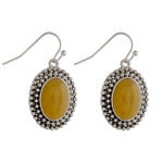 oval metal & natural stone earrings