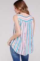 v neck woven stripped top