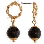 gold post with drop ball earring