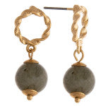 gold post with drop ball earring