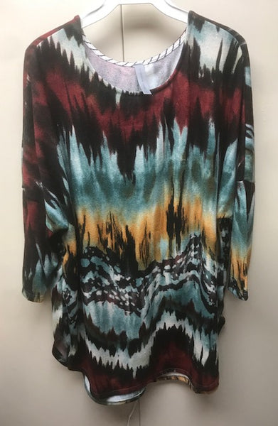 plus size multi colored 3/4 sleeve top