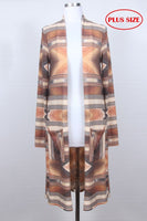 plus size open front printed cardigan