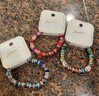 mixed beads asoorted colors, stretch bracelets