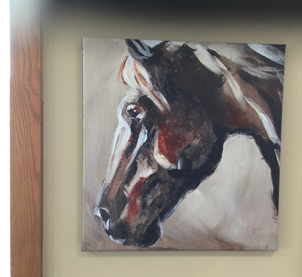 Brown abstract horse canvas