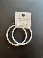 white resin hoop earring