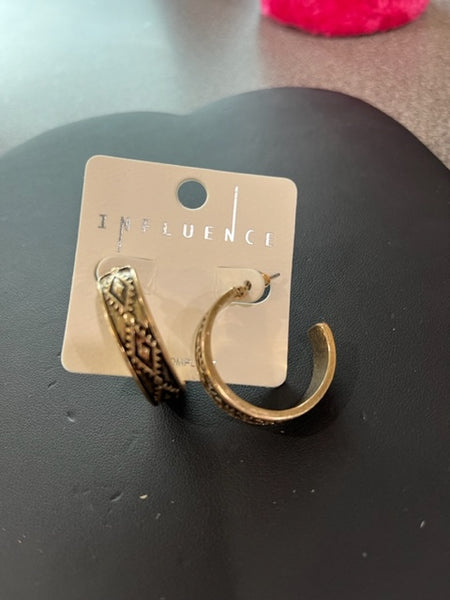 bronze etched hoop earring