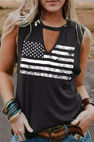 Women's Black or olive cut out, American Flag shirt