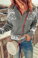 Women's grey 1/4 zip sweater - Regular & Plus sizes