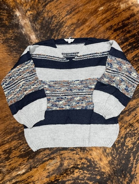 Women's Regular & Plus size vneck stripe sweater