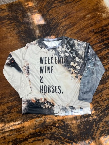 Women's Crew neck sweatshirt - weekends, wine & horses