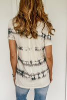 Women's Regular & plus size vneck grey stripe, vneck short sleeve top