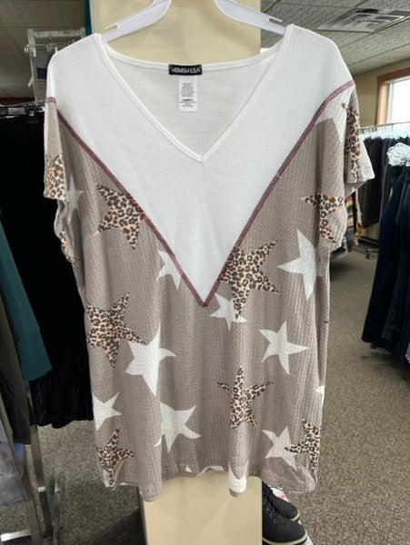 women's plus size short sleeve top with stars