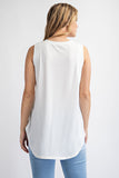 Women's loose fit, v neck, white tank top