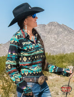 Long sleeve  black aztec shirt by cowgirl tuff