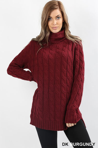 Women's burgundy turtleneck sweater hot sale