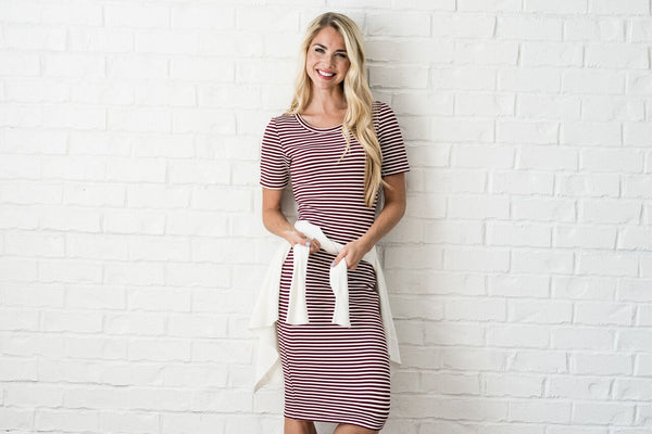 Women's Burgandy stripe dress